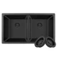 thumbnail image 1 of Tarja para Cocina Gilfer Doble Tina Granito Cuarzo Negro Mate Submontar Premium, 1 of 4
