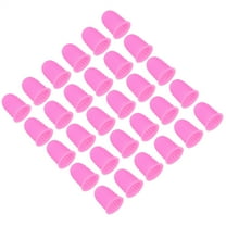 Uxcell Rubber Finger Tips, 30 Pack Silicone Thumb Fingertip Protector Finger Cots Covers Guard Pads Thimble Grips for Office Counting Sewing, Pink Small Size