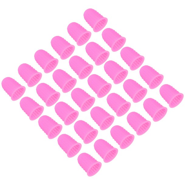 Protector de puntas de dedo de silicona Uxcell, paquete de 30, cubiertas de dedos, almohadillas de dedal para contar en la oficina, tamaño pequeño rosa