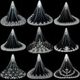 thumbnail image 2 of Zhuge White Ivory Wedding Veils Lace Edge Cathedral Length Wedding Bridal Veil with Comb for Women, 149.6*118 Inches，Can cover the face，M, 2 of 2