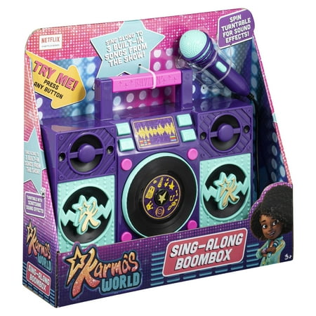 Karma's World Sing Along Boombox with a Real Working Microphone, Flashing Light Show, and Built-in Music from the Show.