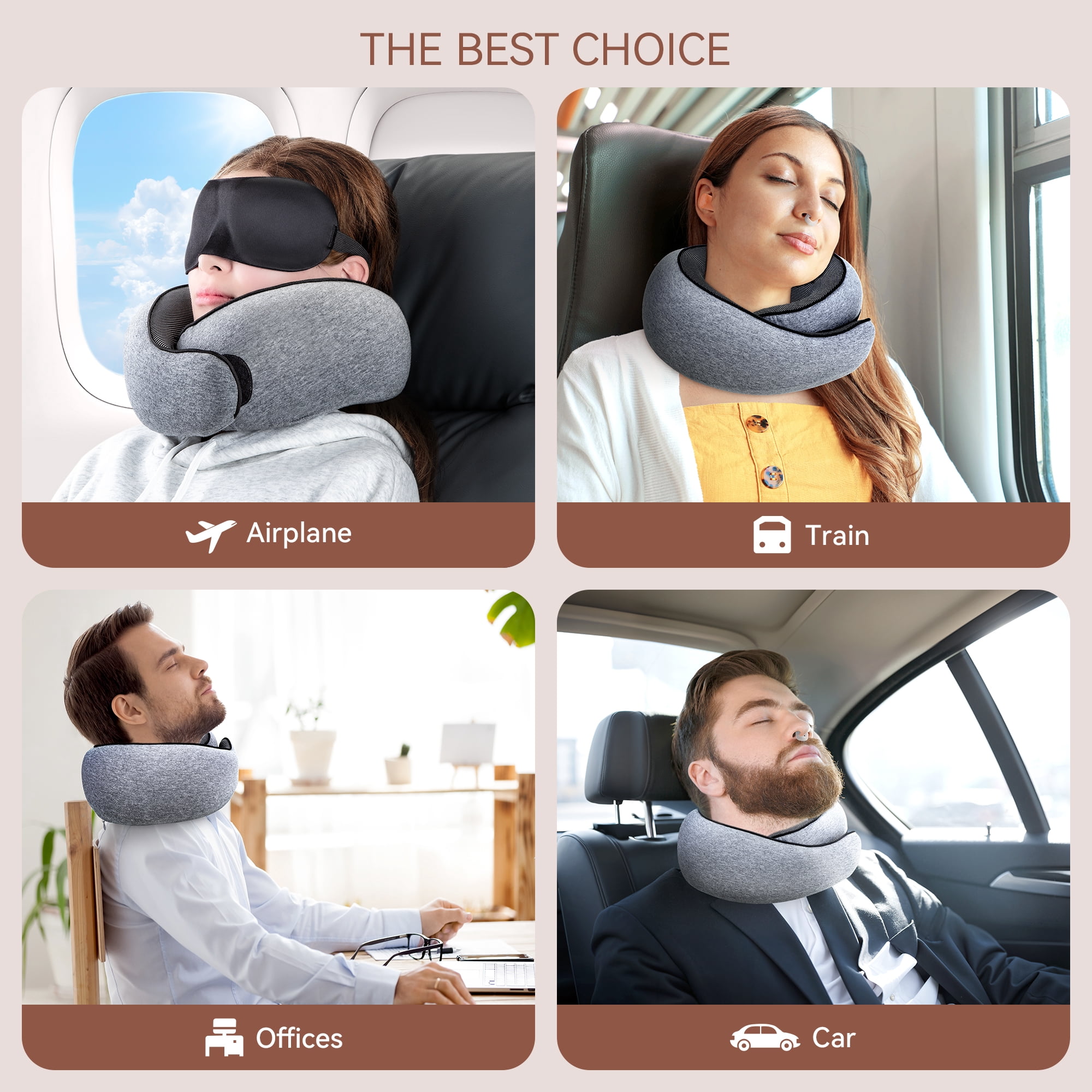 PERRYHOME Travel Pillows,2025 New Neck Pillow Airplane,Travel Neck Pillow Memory Foam Lightweight Pillows for Traveling for Sleeping on Airplanes,Offices and Cars(Gray)