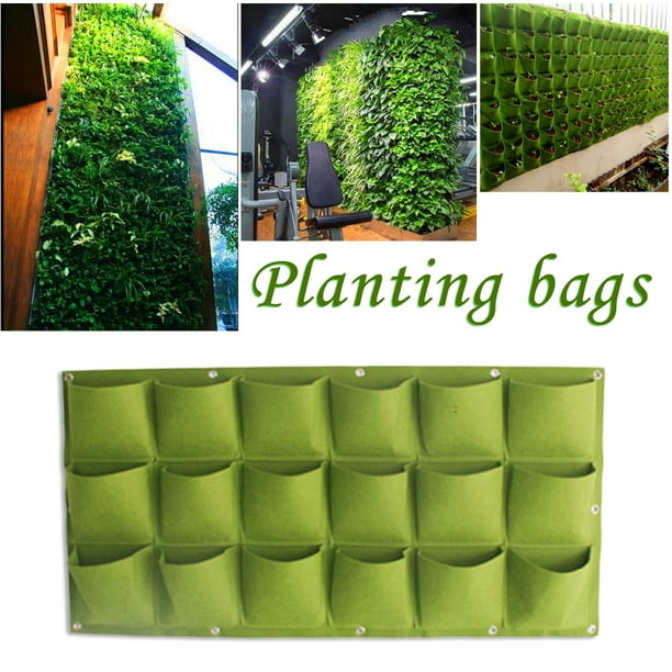 18 Pockets Green Environment Felt Wall Hanging Planting Bag Family