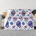 thumbnail image 4 of Horizontal Flannel Blanket Is Light Warm Soft Anti-Pilling Anti-Wrinkle Anti-Allergy And No Hair Loss For Bed And Sofa Camping Travel Festive Cute Sugar Skulls (4), 4 of 8