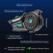 ROCKBROS R1 Motorcycle Helmet Bluetooth Headset, Bluetooth 6.0 Communication System with AI Noise Reduction, 300M Intercom, IP56 Waterproof Hi-Fi Helmet Speakers