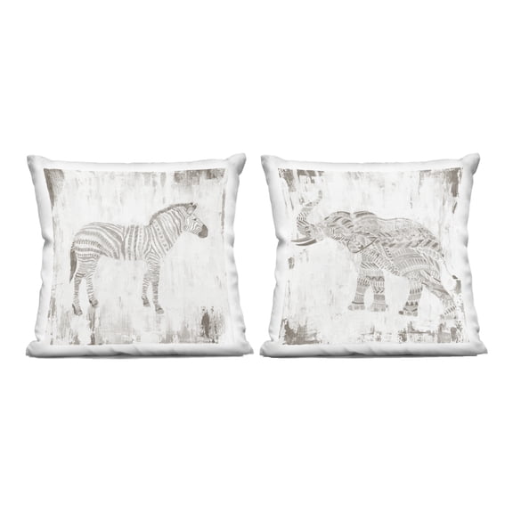 Stupell Industries Rustic Boho Striped Animals 2 Piece Decorative Printed Throw Pillow Set, design by Janet Tava