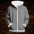 thumbnail image 3 of Chandails à Capuchon Gris Chauds pour Femmes Hommes Femmes Automne Hiver Couleur Unie Veste Décontractée Poches Fermeture Éclair Chandails Chandail Robe Femmes, 3 of 3