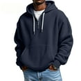 thumbnail image 2 of Huankd Mens Fall Hoodie Waffle Knit Quarter Zip Long Sleeve Oversized Casual Hooded Sweatshirt Soft Athletic Wear Navy 5XL, 2 of 4