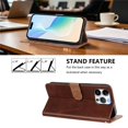 thumbnail image 5 of Leather For Apple iPhone 14 Pro, Flip Wallet Leather Case With Card Holder Magnetic Closure Protective Phone Cases Cover,Brown,For iPhone 14 Pro, 5 of 7