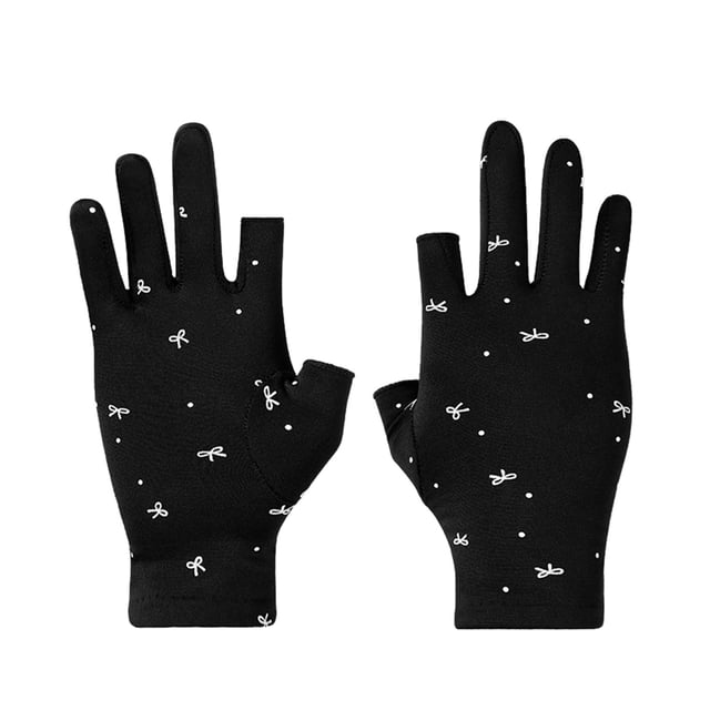 Women Ski Mittens Winter Keep Warm Wedding Bow Tie Print Windproof Waterproof Golves Outdoor Riding Open Toed Golves