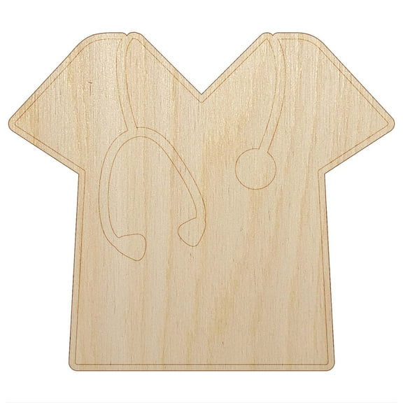 Medical Scrubs and Stethoscope Hospital Doctor Nurse Wood Shape Unfinished Piece Cutout Craft DIY Projects - 4.70 Inch Size - 1/8 Inch Thick