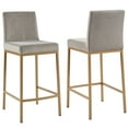 thumbnail image 5 of Contemporary Velvet and Metal 26" Counter Stool Set of 2 Grey and Aged Gold Leg, 5 of 6
