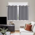 thumbnail image 4 of Grey Pure Color Kitchen Curtains Window Panels, Aesthetics Contemporary Luxury Insulated Window Treatment Curtain, Grommet Curtains for Bedroom/Living Room/Bathroom, 2 Piece 42"Wx54"L, 4 of 8