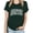 Army Green, variant on YHAJDS Women's Round Neck Tops AUNTIE Letter Print Short Sleeve Loose Casual Summer Tee