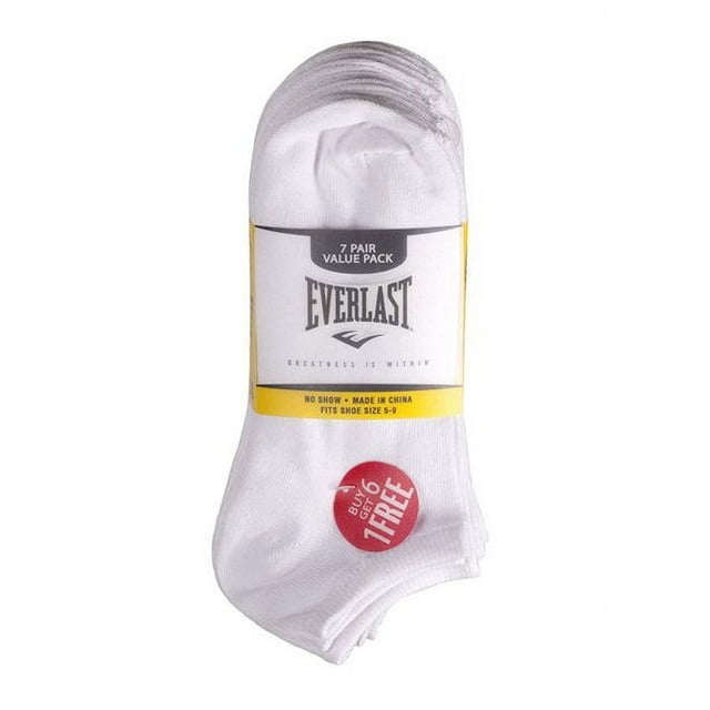 Everlast Calcetines Atléticos Tobilleros de Acrílico Cómodos para Mujer, Blancos (Paquete de 7)