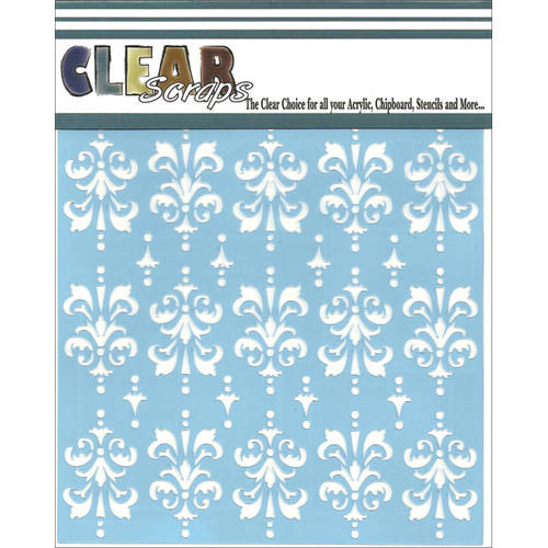 Clear Scraps Stencils, 12" x 12", Damask