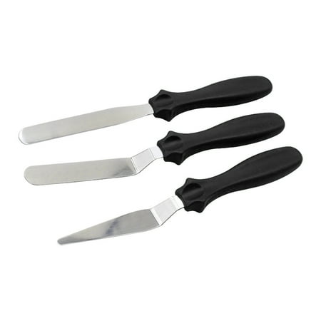 

10 Sets 3 Pcs Cake Icing Spreader Cake Stainless Steel Smoother Scraper Cream Spatula Baking Tool Black