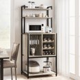 thumbnail image 2 of Garvee Bar Freestanding Wine Cabinet Industrial Bakers Rack, Rustic Grey, 2 of 9
