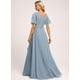 thumbnail image 2 of Vestido de dama de honor Deamify, largo de gasa, color lavanda, cuello en V 2025, 2 of 7