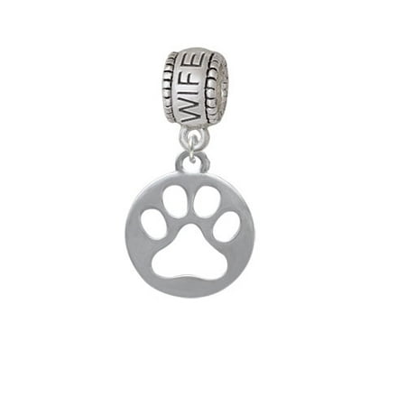 Circle with Cut Out Paw - Wife Charm Bead