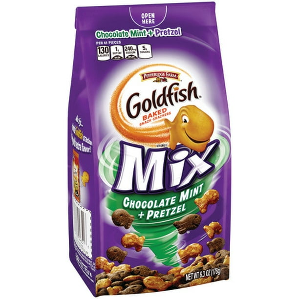 Pepperidge Farm Goldfish Mix Chocolate Mint + Pretzel Crackers, 6.3 oz. Bag