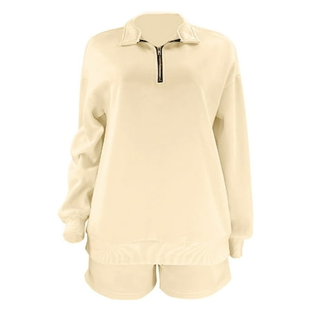 

KI-8jcuD Women s Solid Collar Zipper Pullover Long Sleeve Sweater Fashion Drawstring Shorts Suit Women s Shorts Suit Biker Shorts Suit Women Maternity Shorts Suit Workout Shorts Suit Women s Swim