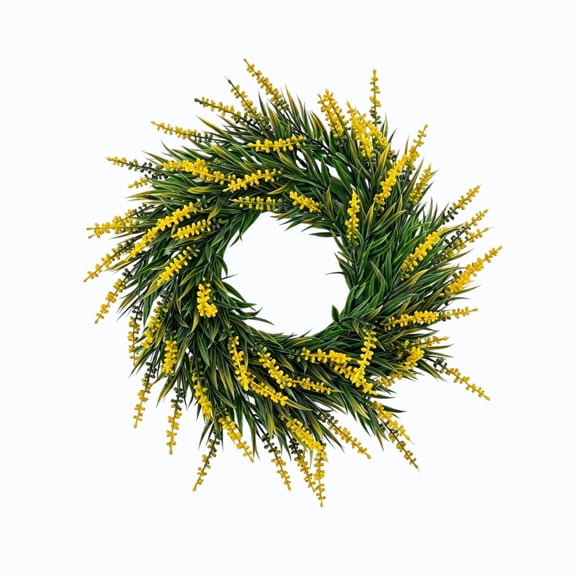 Surpdew 12 Inch Lavender Summer Wreath for Front Door, Soft Touch Plastic Purple Flower Door Wreath for All Seasons, Big Everyday Floral Wreaths for Indoor Outdoor, Rustic Farmhouse Home Decor