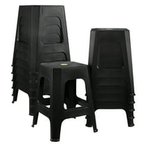 Easymanie 12-Pack Plastic Stackable Stools Chair, Square Plastic Classroom Stools, Black