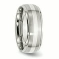 thumbnail image 4 of Bague en Acier Inoxydable avec Incrustation d'Argent Sterling, Bordure Ceinturée, Bande Brossée et Polie, Taille 10, 4 of 6