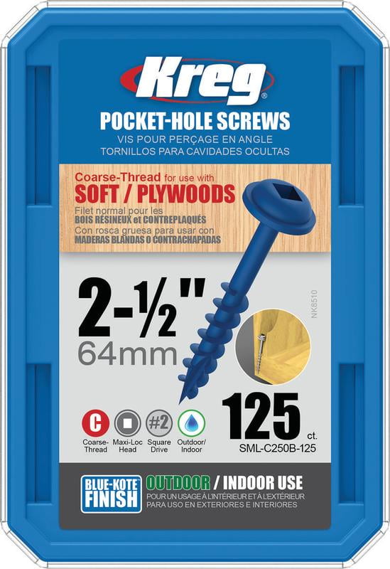 Kreg Sml-c2-50 50 Count #8 X 2in Zinc Coarse Thread Pocket Hole Screws for sale online 