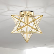 Warehouse of Tiffany Estrelya 12 in. 1-Light Indoor Gold Finish Flush Mount Ceiling Light with Light Kit