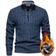 thumbnail image 1 of Blusa y camisa de cuello alto de manga larga para hombre, de color liso, con estampado de punto, con intensificación de polar y cremallera, blusa de cuello alto para hombre, blusa de poliéster, 1 of 3