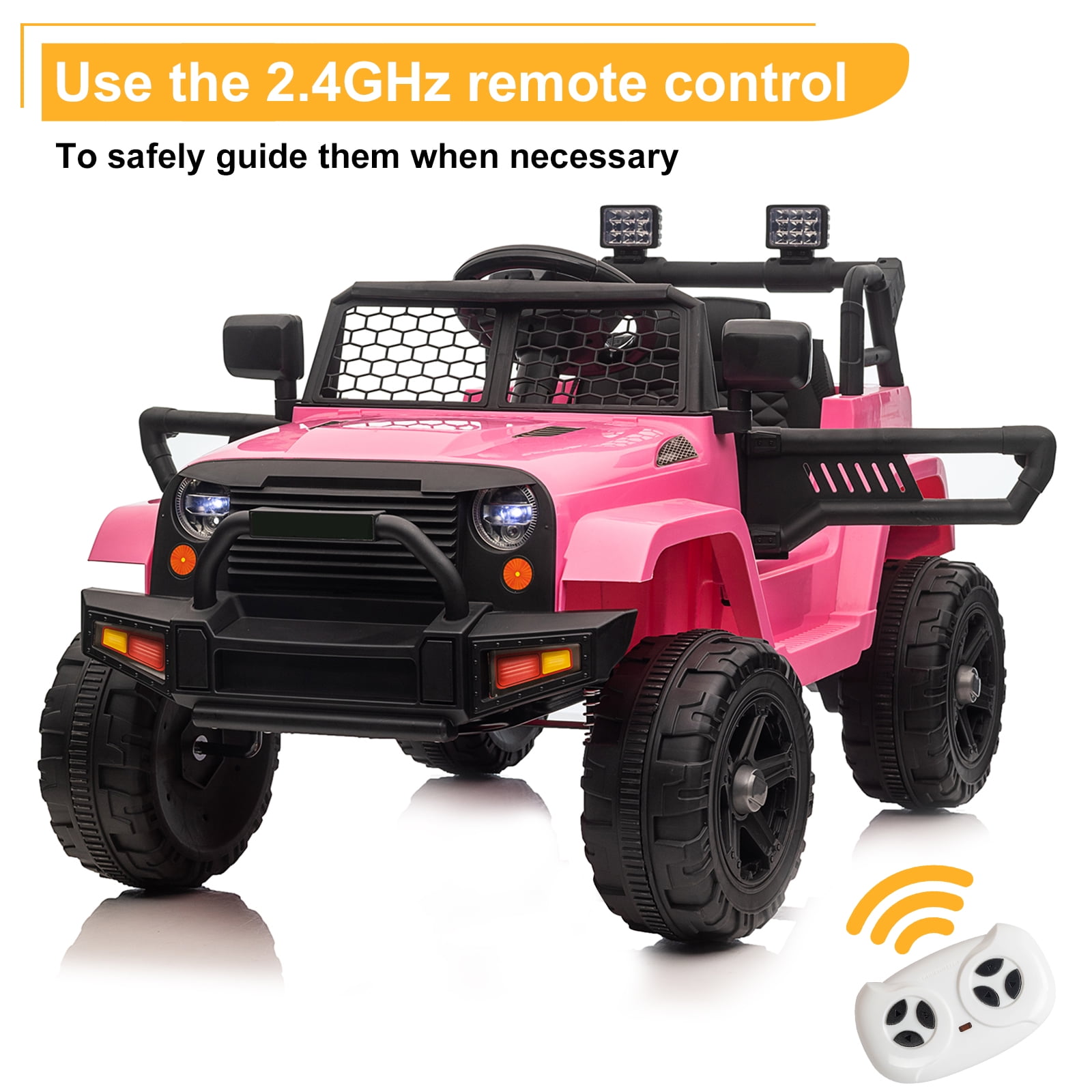 CIPACHO 12V Kids Battery-Powered Ride-On Truck Car for Boys Girls Ages 3-5 Years, Pink