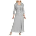 thumbnail image 2 of Plus Size Dresses Plus Size Hollow Out Lace Patchwork Solid Loose Hem Long Sundress Grey XXXXXL, 2 of 5