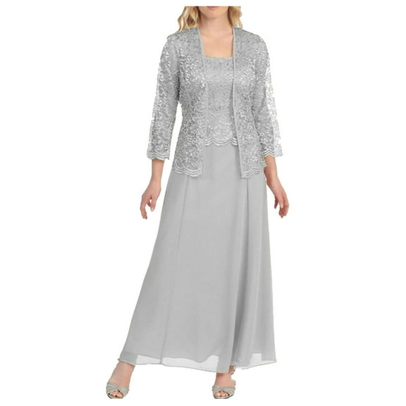 Viikei Plus Size Short Sleeve Dress for Women Solid Color Hollow out Lace Patchwork Loose Hem Long Dress