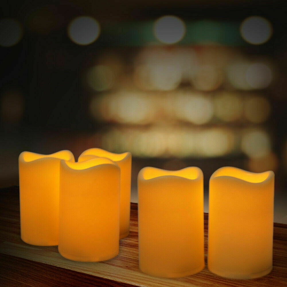 CJC LED Flameless Pillar Candle, Ivory Color No Scent with 6 Hours