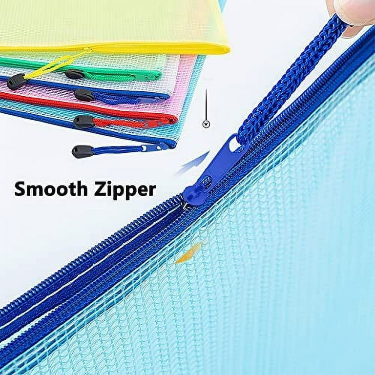 AUSTARK 10Pcs Zipper File Bags Plastic Mesh Zipper Pouch Waterproof  Document Bags Board Games Storage Bags for Office Home Travel (A5 Size