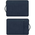 thumbnail image 7 of RAINYEAR Laptop Sleeve Case Compatible with 11 Inch MacBook Air 11.6" Chromebook Notebook Tablet Surface,Handbag with Handle Strap Front Pocket Briefcase Polyester Waterproof Computer Bag, Navy Blue, 7 of 7
