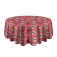 thumbnail image 5 of Red Skull Flower Cross Pattern Round Tablecloth 60"x60",Wrinkle Wipeable Table Cloth for Kitchen Dining Room Picnic Patio Party, 5 of 6