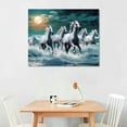 thumbnail image 3 of White Seven Horses Running Blue Light Vastu Good Luck Bringer Poster, 3 of 5