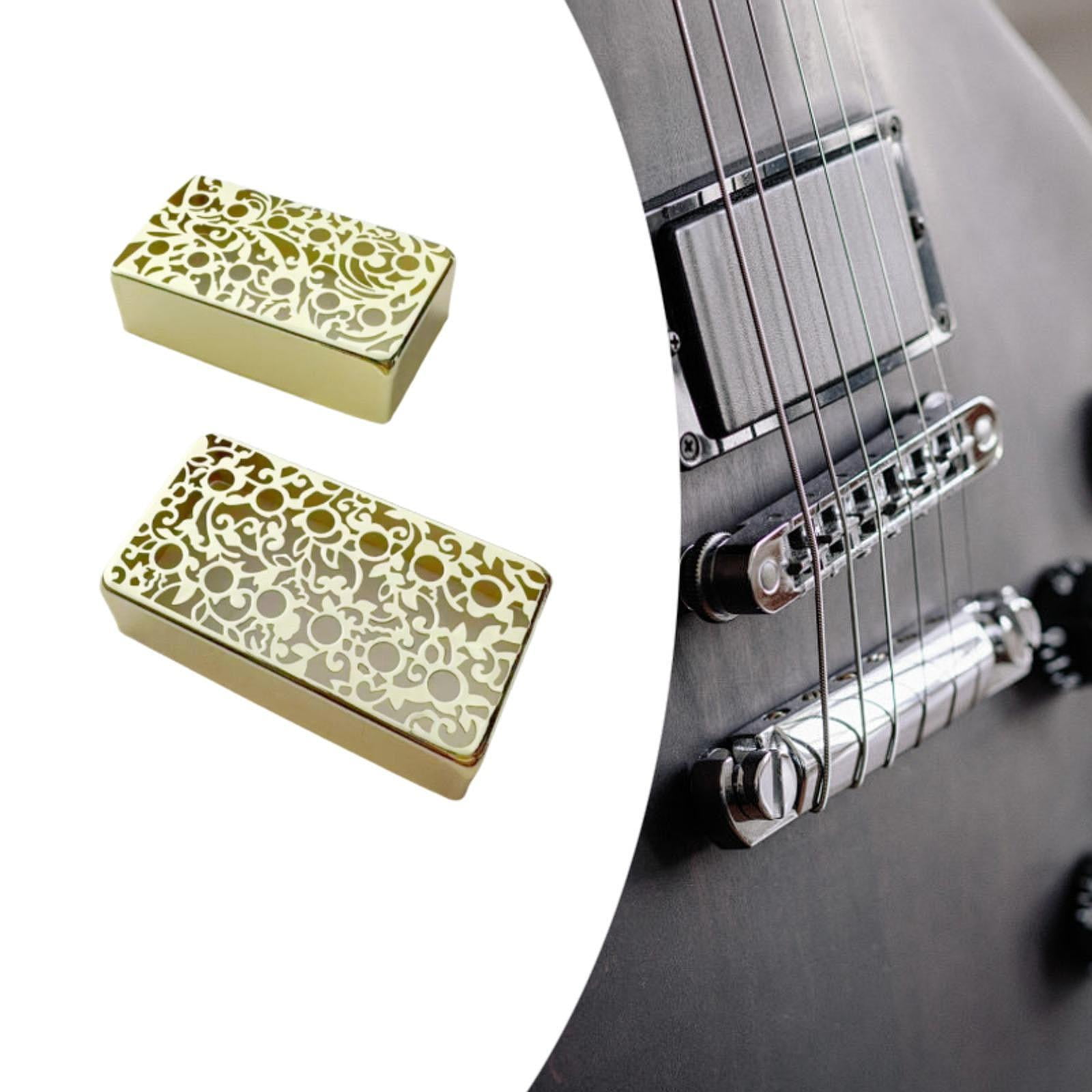 LeeQinersw 2 Pieces Guitar Pickup Covers Accessory Instrument Hollow Out Patterns Sturdy for Electric Guitars Engraved DIY Part Replaces Gold Carving