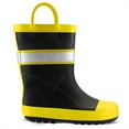 thumbnail image 3 of Kushyshoo Kids Rain Boots Yellow Fire Chief Waterproof Printed Rubber Boots with Handles Size 10 Toddler Rain Boots, 3 of 5