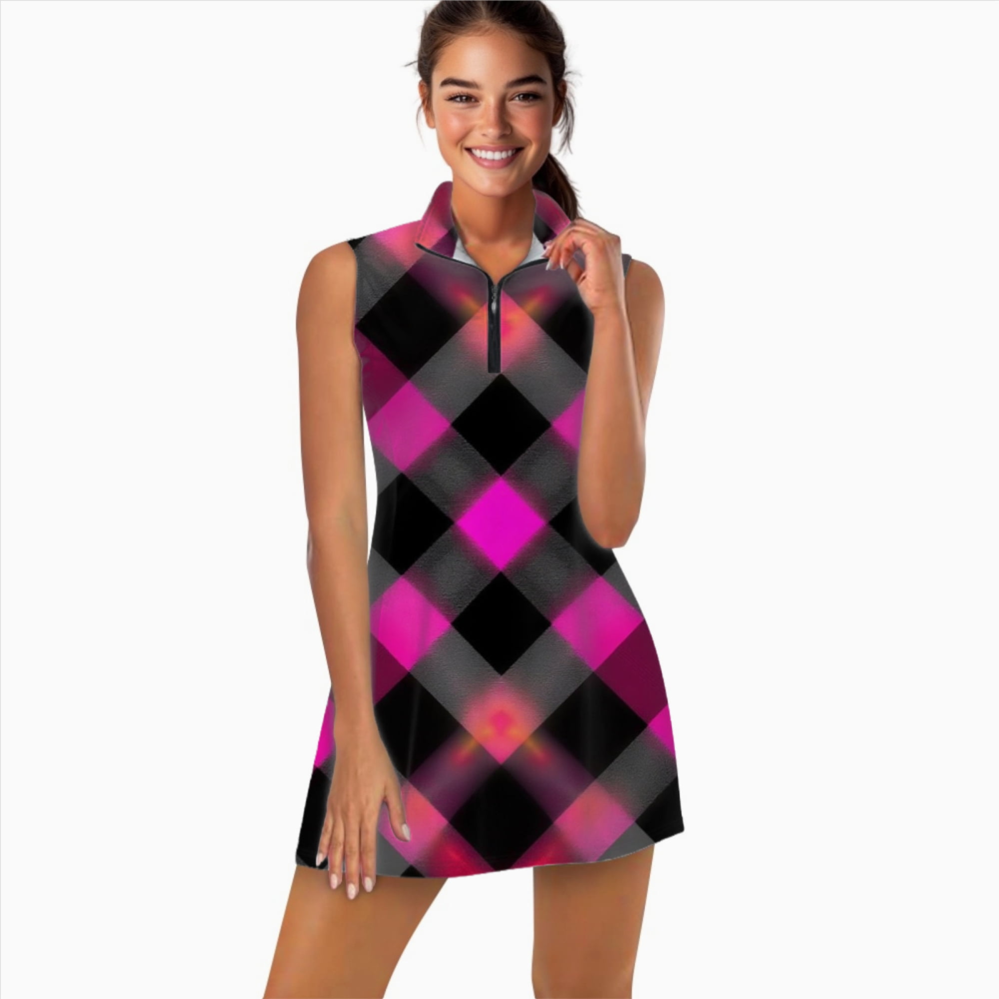 pink and green mini dress Floral Puff Sleeve Statement Dress L
