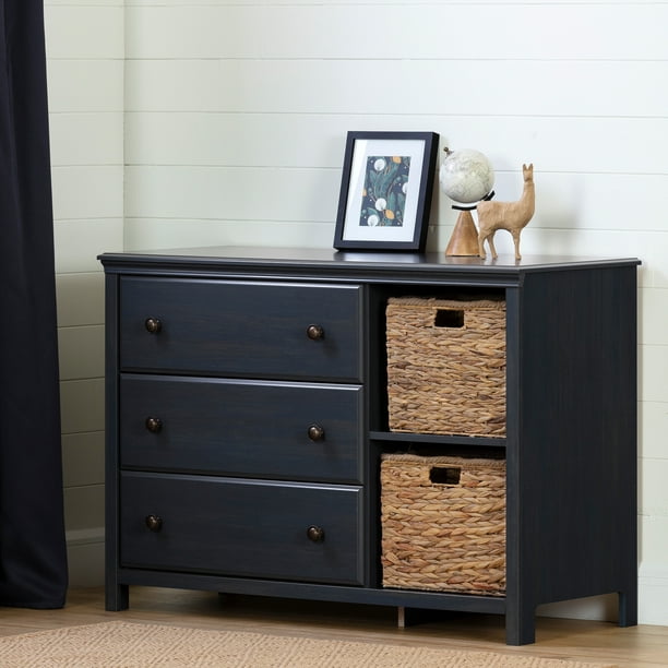 South Shore Cotton Candy 3 Drawer Dresser With Baskets Blueberry