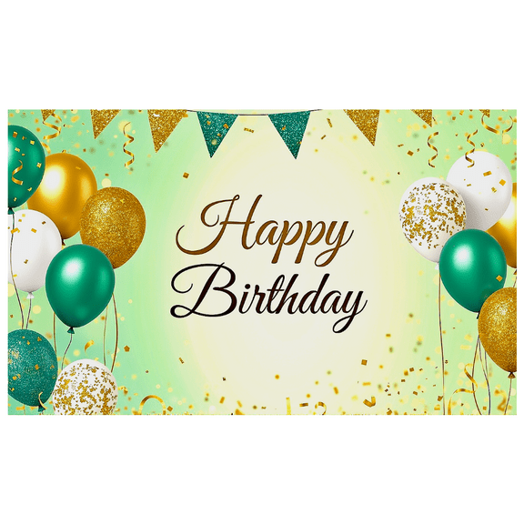 Green and Gold Glittery Background Happy Birthday Banner Party Supplies Balloons Decorations Photography Props Birthday Party Backdrop Decors