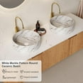 thumbnail image 4 of 60 inch Bathroom Vanity with Double Sink, Floating Bathroom Vanities with Ultra-Thin Marble Basin and Countertop, 2 Large Soft-Closing Storage Drawers, Pre-Assembled Cabinet, Nature Wood, 4 of 7