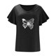 thumbnail image 4 of Camiseta informal para mujer, blusa estampada con volantes, manga corta, cuello en V, Tops Fridja ghk7127, 4 of 5