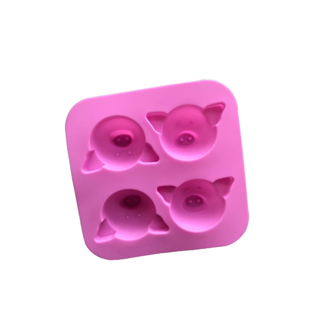 4 Cavity Cartoon Animal Head Silicone Mould Cake Chocolate Fondant Mold Pastry Cupcake Baking Cake Decorating Tool Random Color,Maoww