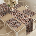 thumbnail image 2 of Ambesonne Retro Table Runner & Placemats, Vintage Striped Grid Art, Placemat 4 pcs + Runner 12"x90", Black Orange White, 2 of 2