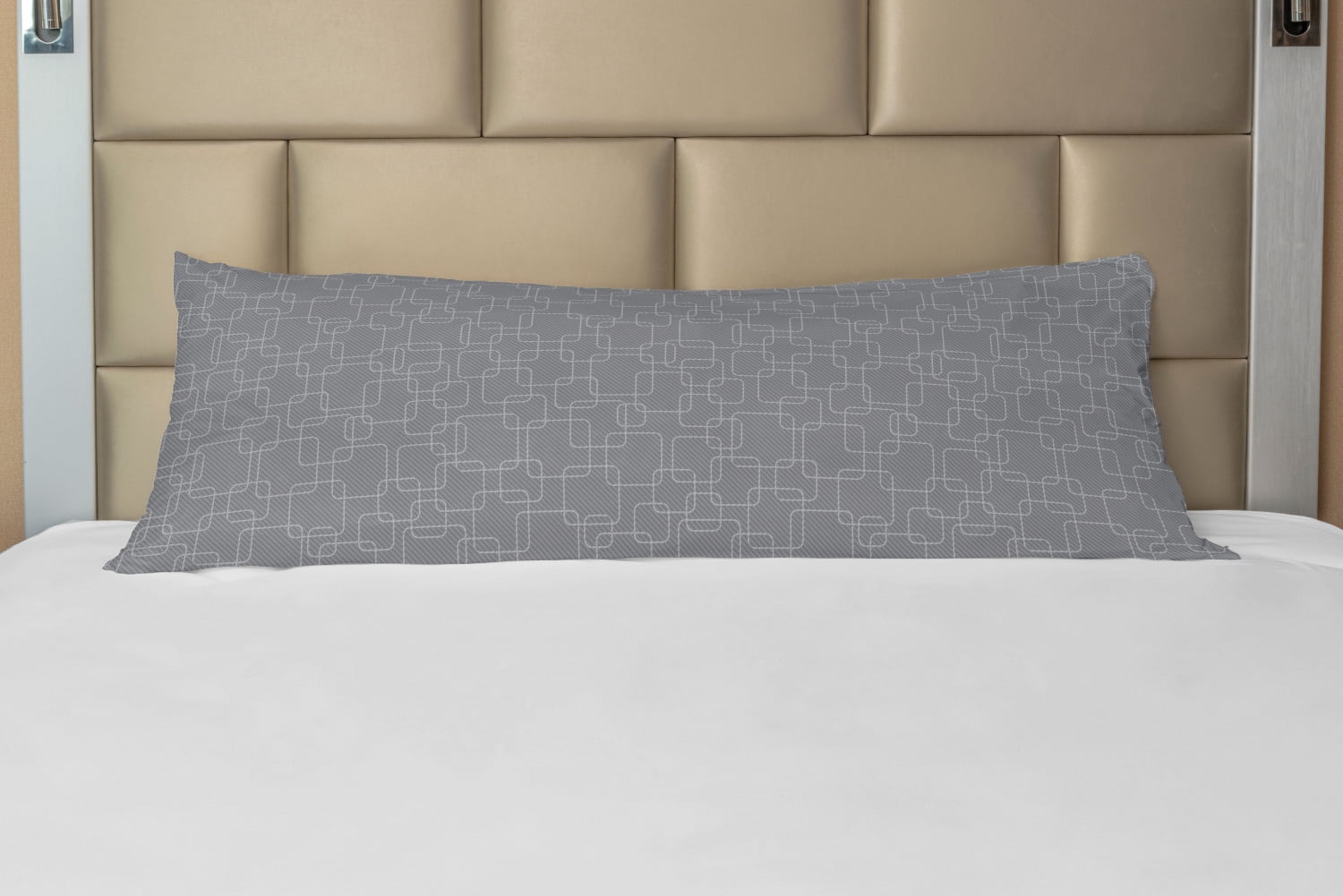 Geometric Body Pillow Case Cover with Zipper, Interlinking Round Edged